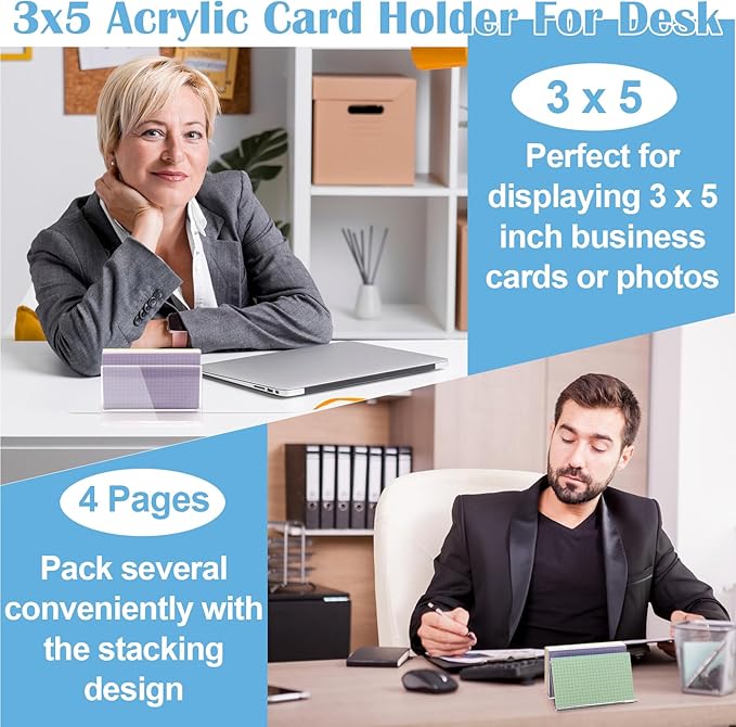 4 Pack 3x5 Index Card Display Holder Acrylic Cards Holder Stand Acrylic - Image 4