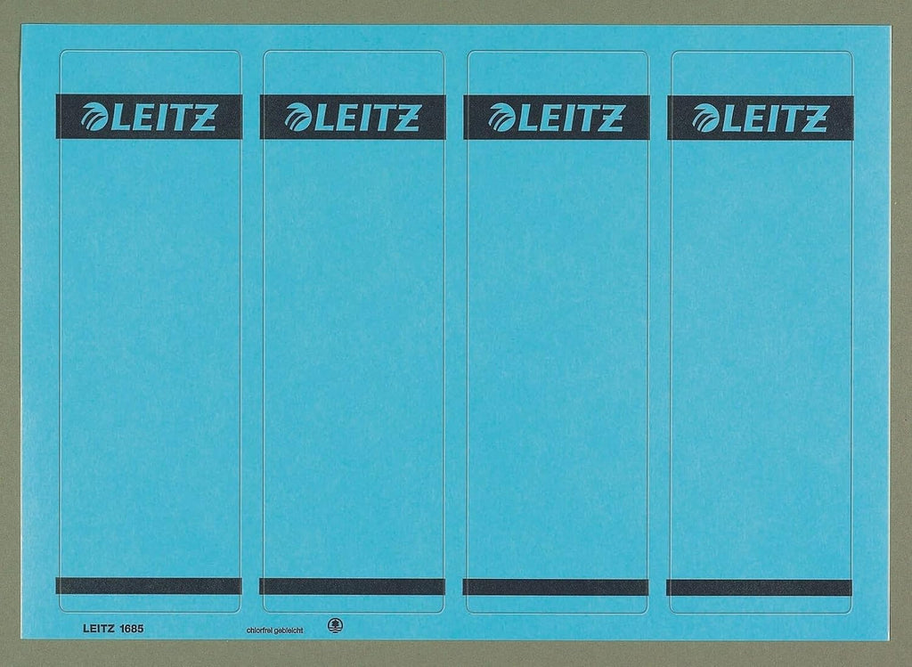 Leitz PC Printable Self Adhesive Spine Labels for Standard 80 mm Lever Arch Files, Wide and Short, 61.5 x 192 mm, Paper, 16852035 - Blue, Pack of 100