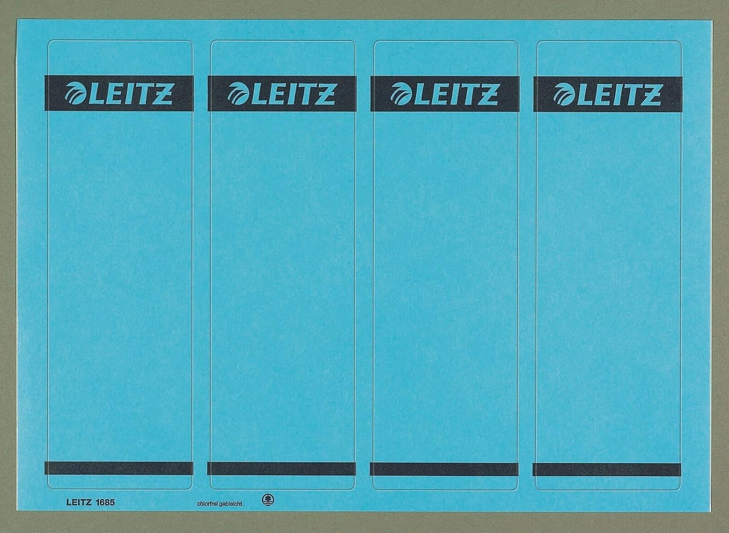 Leitz PC Printable Self Adhesive Spine Labels for Standard 80 mm Lever Arch Files, Wide and Short, 61.5 x 192 mm, Paper, 16852035 - Blue, Pack of 100