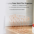 Fei Bi 1 Pack Metal Hanging Rose Gold File Organizer, Storage Box, Office and - Image 4