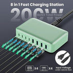 USB C Charger 200W USB C Charger Block GaN III 8-Port Fast Charging Station PD - Image 4