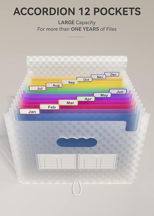 ABC life 12-Pocket Accordion File Organizer, Expandable File Folder - Image 2