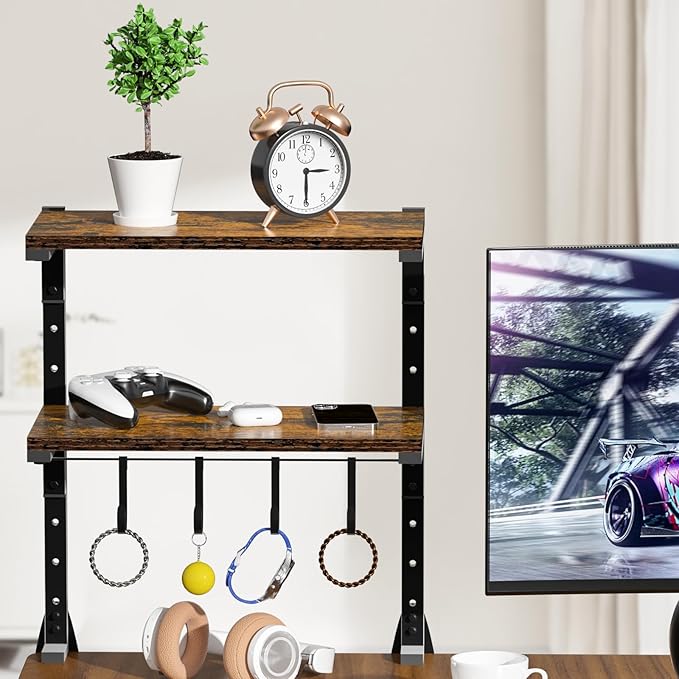 AUATRONNE Clamp-on Desk Shelf, 13 inch Above or Below Desk 2-Tier Shelving - Image 2