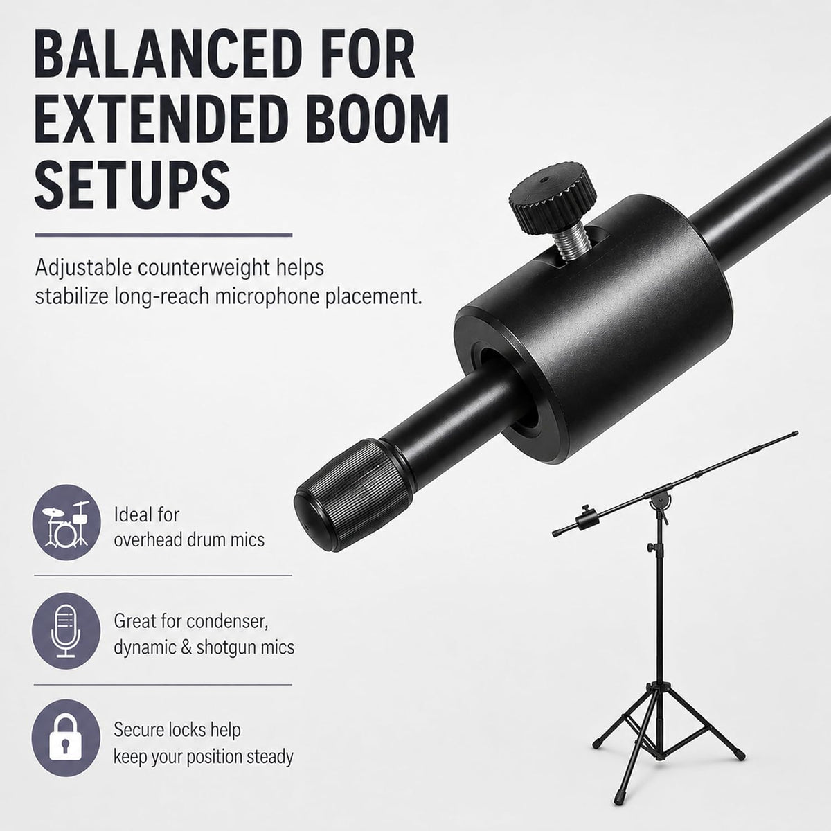 LyxPro SMT-1 Professional Microphone Stand Heavy Duty 93” Studio Overhead Boo...