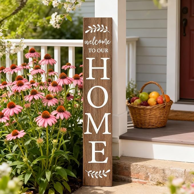 Welcome Sign for Front Porch, Farmhouse Vertical Outdoor Porch Decorations for - Image 2