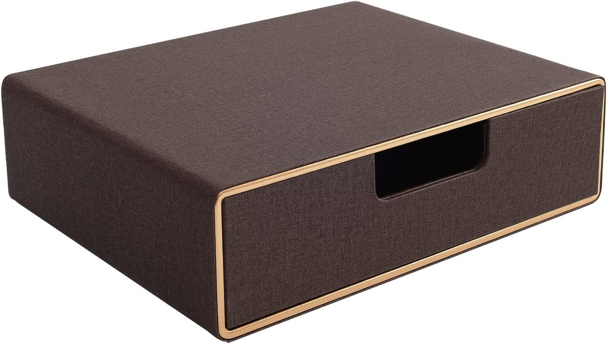Stackable Organizer Drawer Classic Brown Pu Leather Handmade,Organize Home Of...
