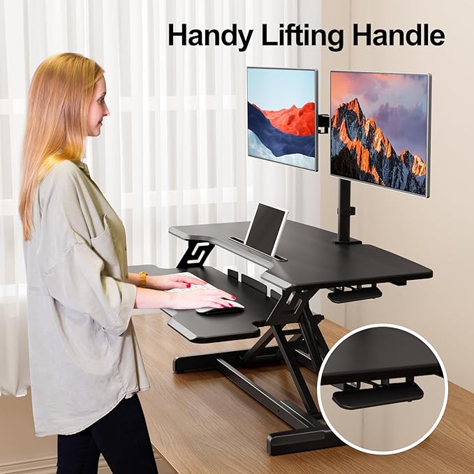 JYLH JOYSEEKER Standing Desk Converter 32 inch, Height Adjustable Sit Stand - Image 9