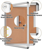 Mifuro 26"x20" Enclosed Bulletin Board, Lockable Weather-Resistant Aluminum - Image 3