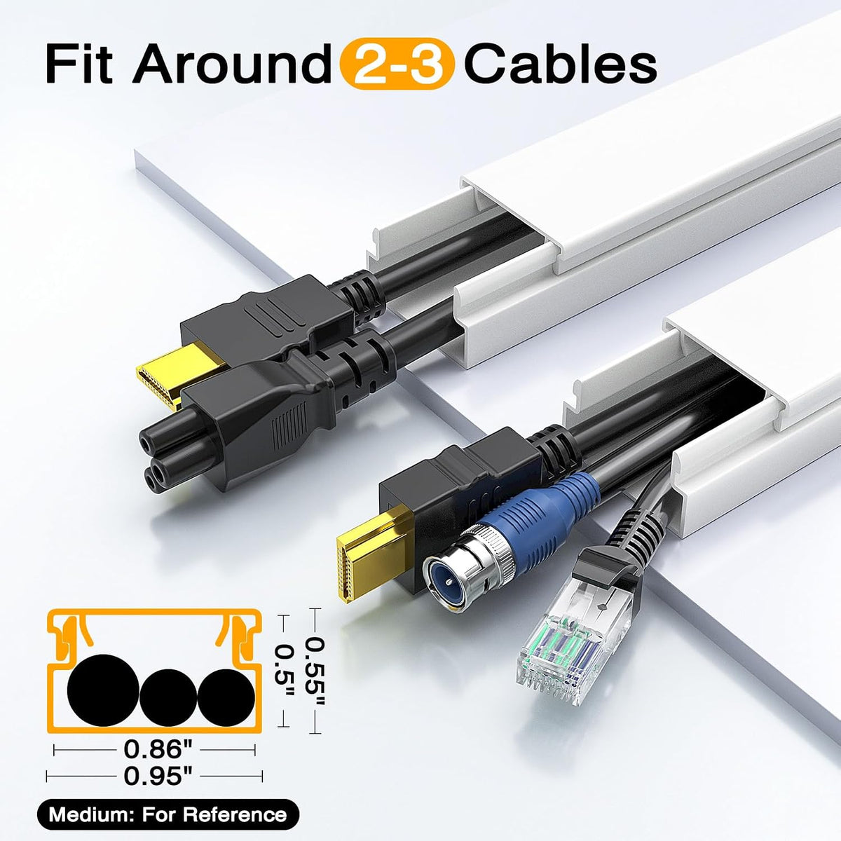Delamu Cord Hider, 315in Wire Covers for 2-3 Cords on Wall, Premium Cable Hid...