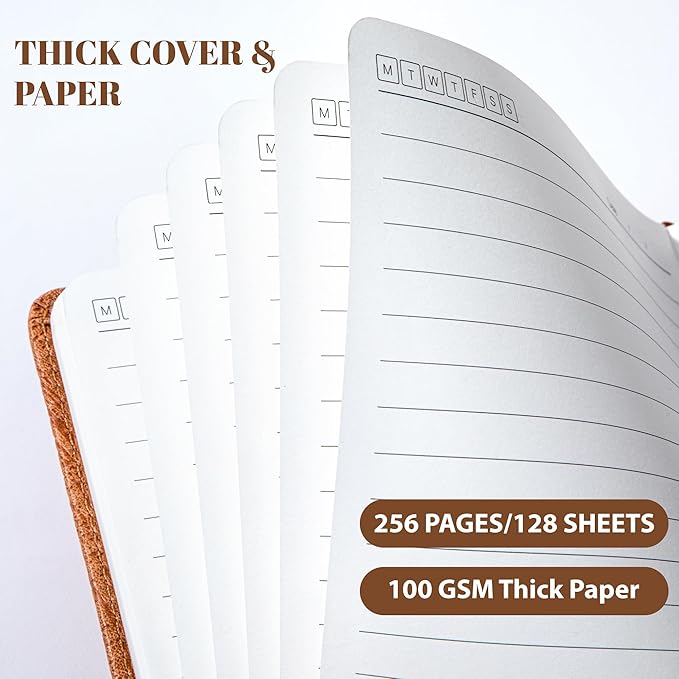 CAGIE Lined Journal for Men Women, Tree Growth Ring Leather Bound Journal - Image 4