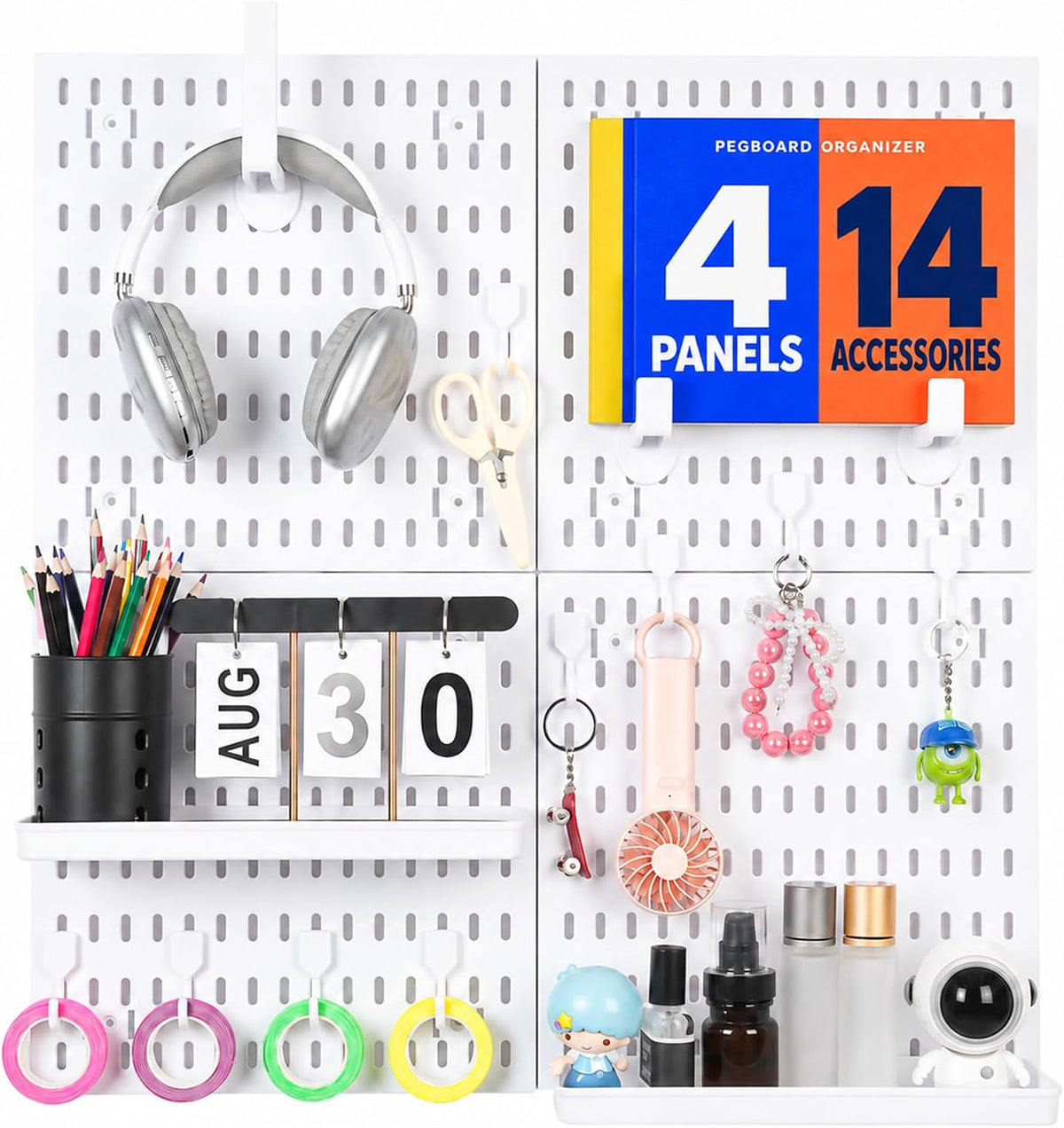Colville White Pegboard Wall Organizer Kit, 24 x 24 in, 4 Panels