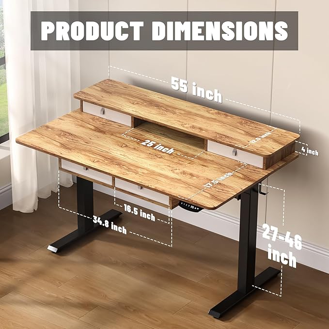 ExaDesk 55 * 30 Inches Electric Standing Widened Desk Adjustable Height - Image 3