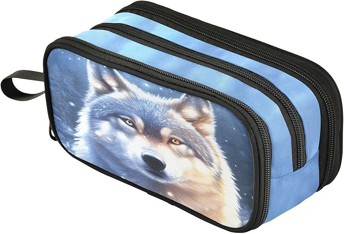BOENLE Wolf Snowy Pencil Case Box Boys Girls Large Pencil Pouch Zipper - Image 6