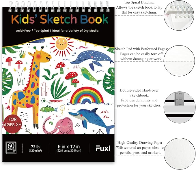 Fuxi Christmas Coloring Books for Kids Ages 8-12, 60 Sheets Blank Sketchbook + - Image 3