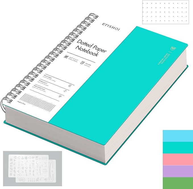 EMSHOI A4 Spiral Dotted Notebook, 11.2”x8.27” 300 Pages Bullet Dot Grid Journal by EMSHOI