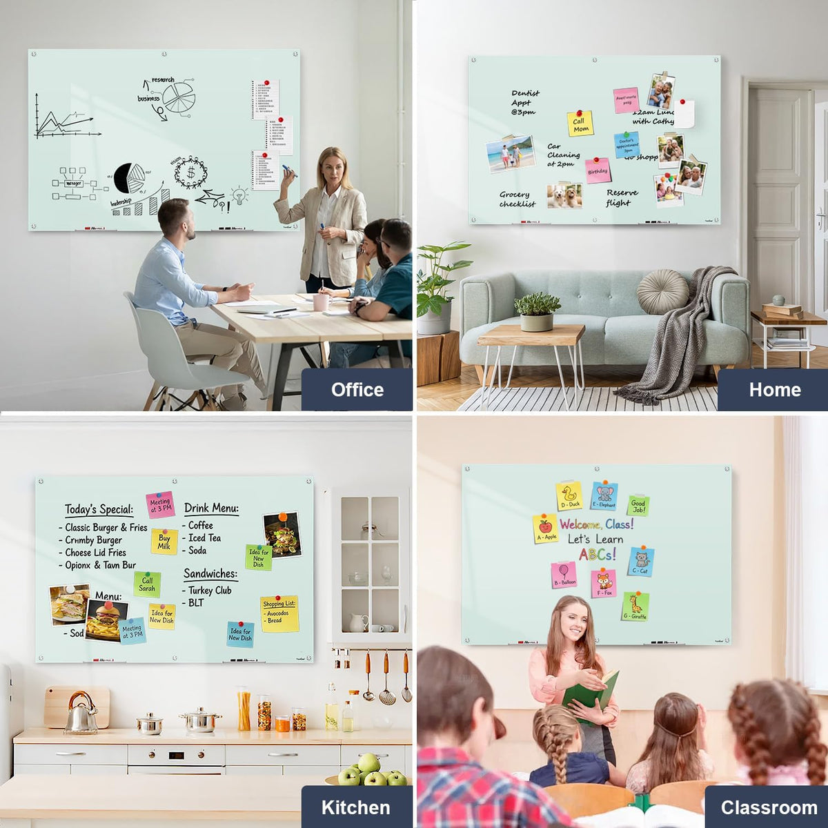 Glass Whiteboard 72x48 Large Magnetic White Board Dry Erase Board for Wall