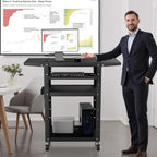 Mobile AV Cart with Pullout Keyboard Tray, Rolling Computer Cart Height - Image 6