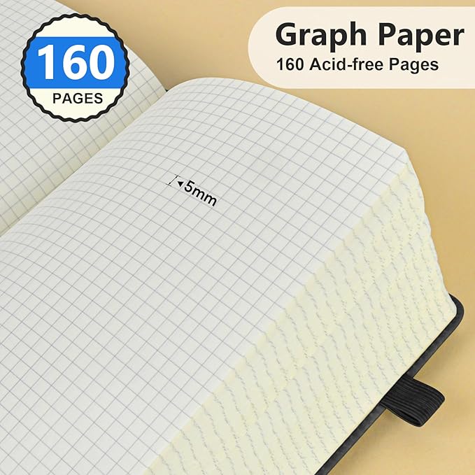 PERCUN Graph Paper Notebook, 160 Pages Grid Journal - Image 4