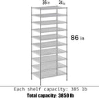 Regal Altair 24" Deep x 36" Wide x 86" Height Wire Shelving Kit | 10-Tier | NSF - Image 3