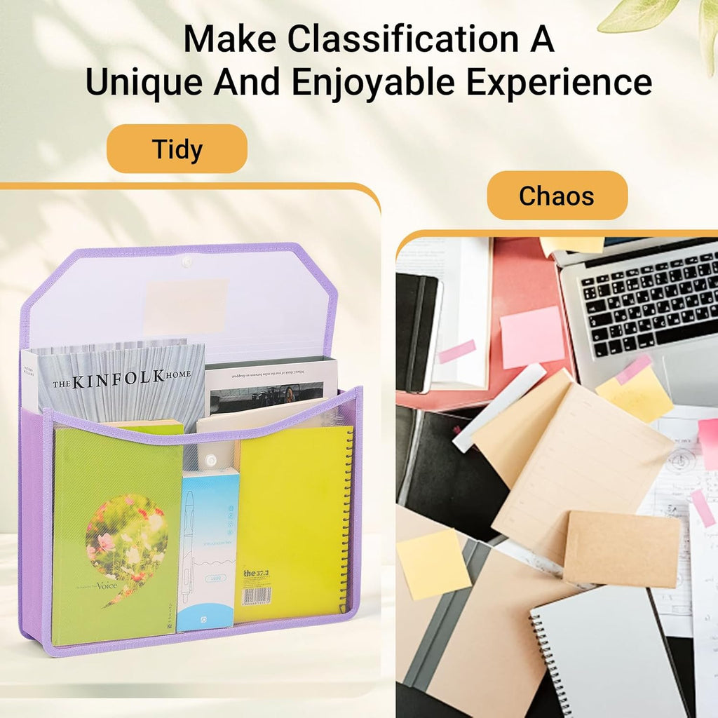 Plastic Expanding File Folder, Clear Envelopes Fit Letter & A4 Size, Folders for Documents with Snap Closure, No Dividers, Large Capacity (3, Cool Colors)