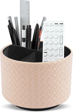 Hennaja Round Leather Art Supply Organizer, Remote Control Holder, 360 Degree by Hennaja