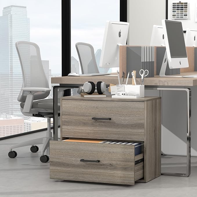 FATIGOS 2 Drawer File Cabinet, Wood Lateral File Cabinet, Wide Filing Cabinets - Image 2