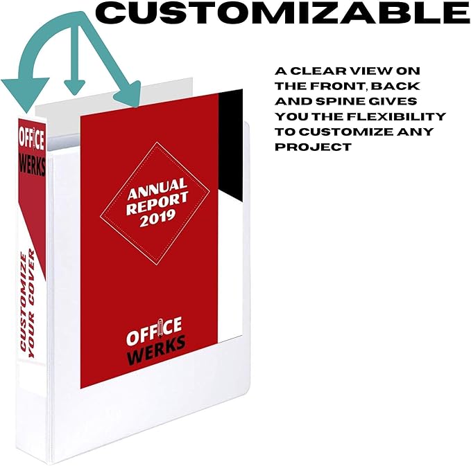 3 Inch 3 Ring Binder, Heavy Duty D-Ring, Holds 725 Sheets, Customizable Clear - Image 3