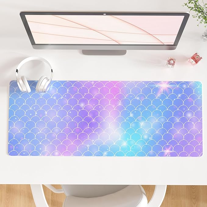 QIYI Large Desk Pad, Colorful Mouse Pad Desktop Decor, Waterproof PU Leather by QIYI