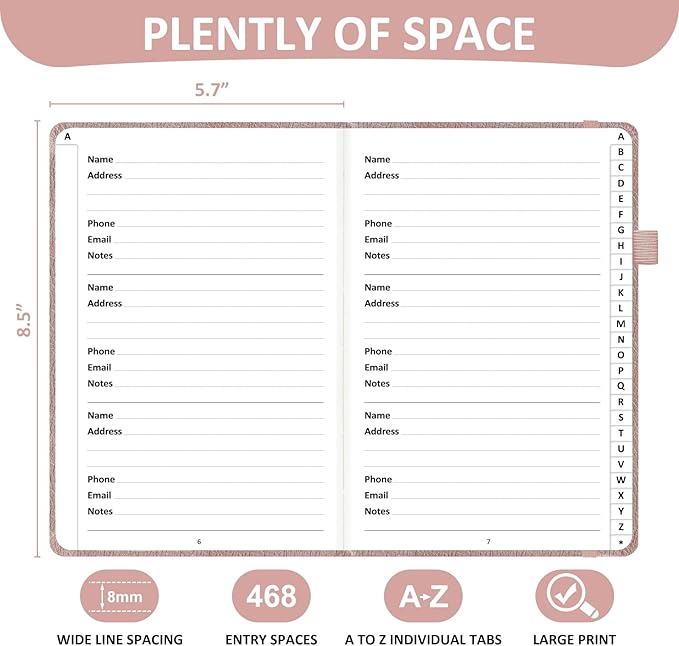 Comkiso Address Book with Individual Alphabetical Tabs Laminated, Large Print - Image 3