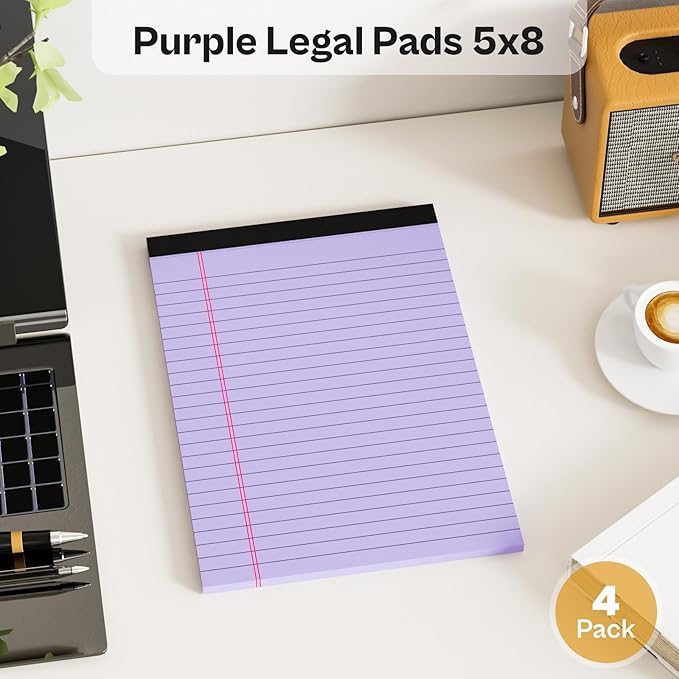 360 Sheets Purple Note Pads 5" x 8" Pack of 12 Small Legal Pads College Ruled - Image 5