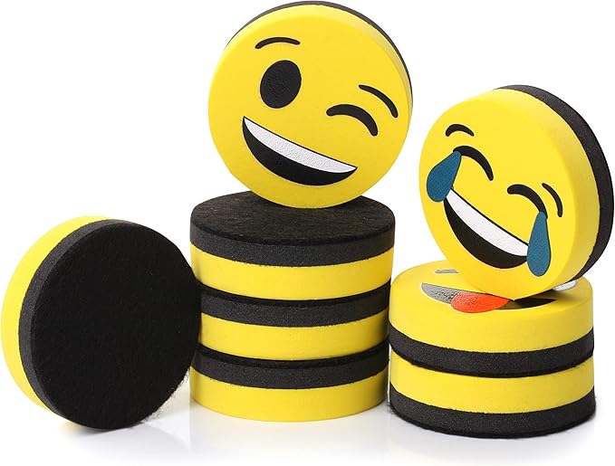 Mr. Pen- Smiley Magnetic Whiteboard Erasers, 8 Pack by MrPen