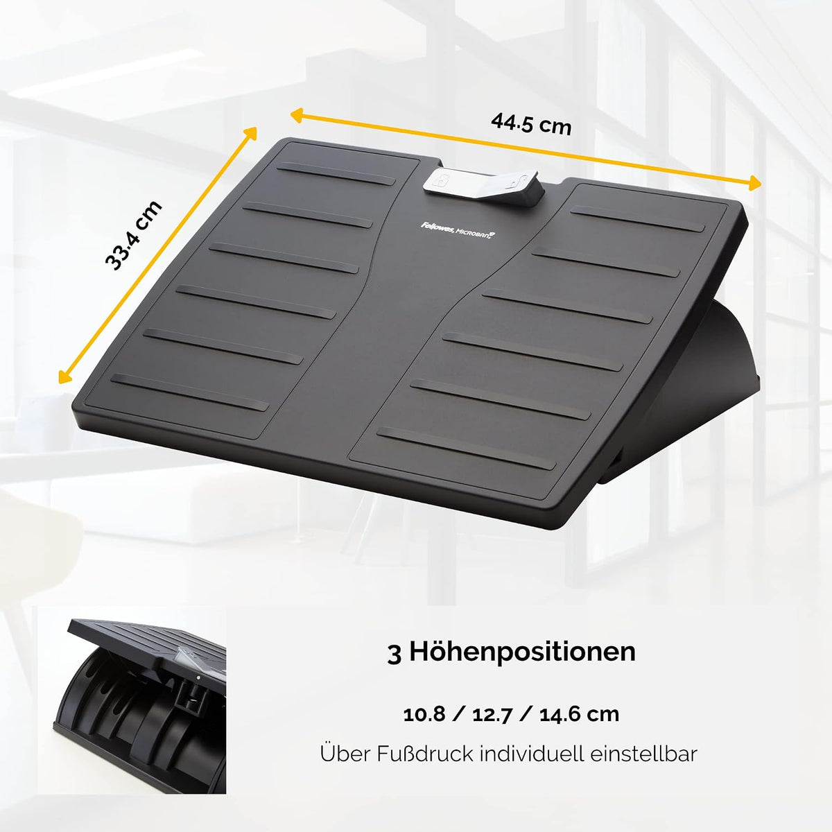 Fellowes Office Suites Adjustable Footrest with Microban Protection, Black/Si...
