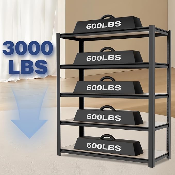 WORKPRO House 5-Tier Shelving Unit, Adjustable Heavy Duty Storage Shelves - Image 5