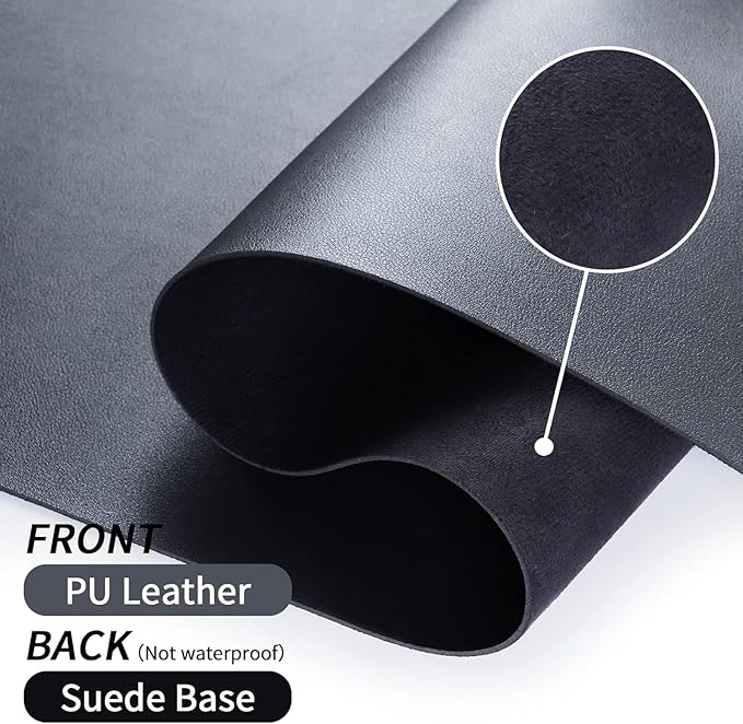Bloss Black Leather Desk Pad, Large Mouse Pad 35.4×17 Inches, Waterproof Office - Image 3