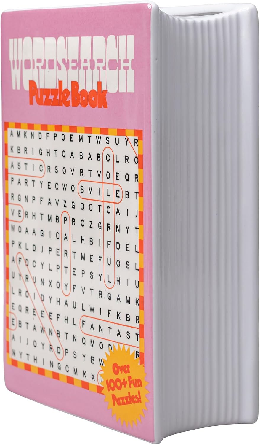 ban.do Ceramic Book-Shaped Vase, Word Search Puzzle