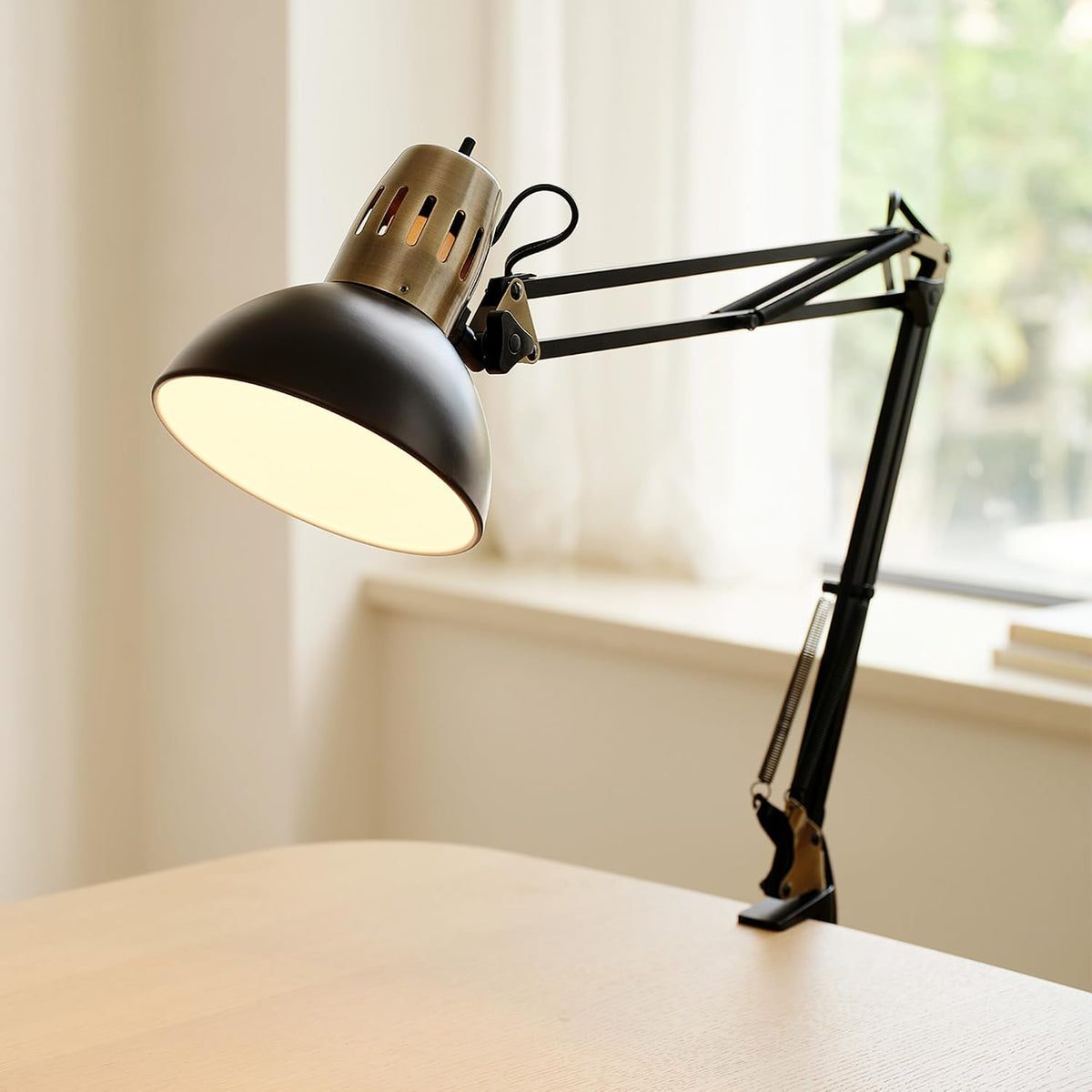 Globe Electric 62000009 32" Multi-Joint Desk Lamp with Metal Clamp, Matt...
