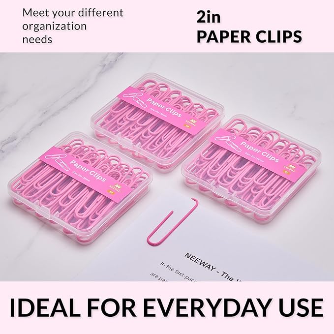 NEEWAY Colorful Large Paper Clips, 2 Inch Jumbo Paper Clips, 3 Pack of 50 - Image 6