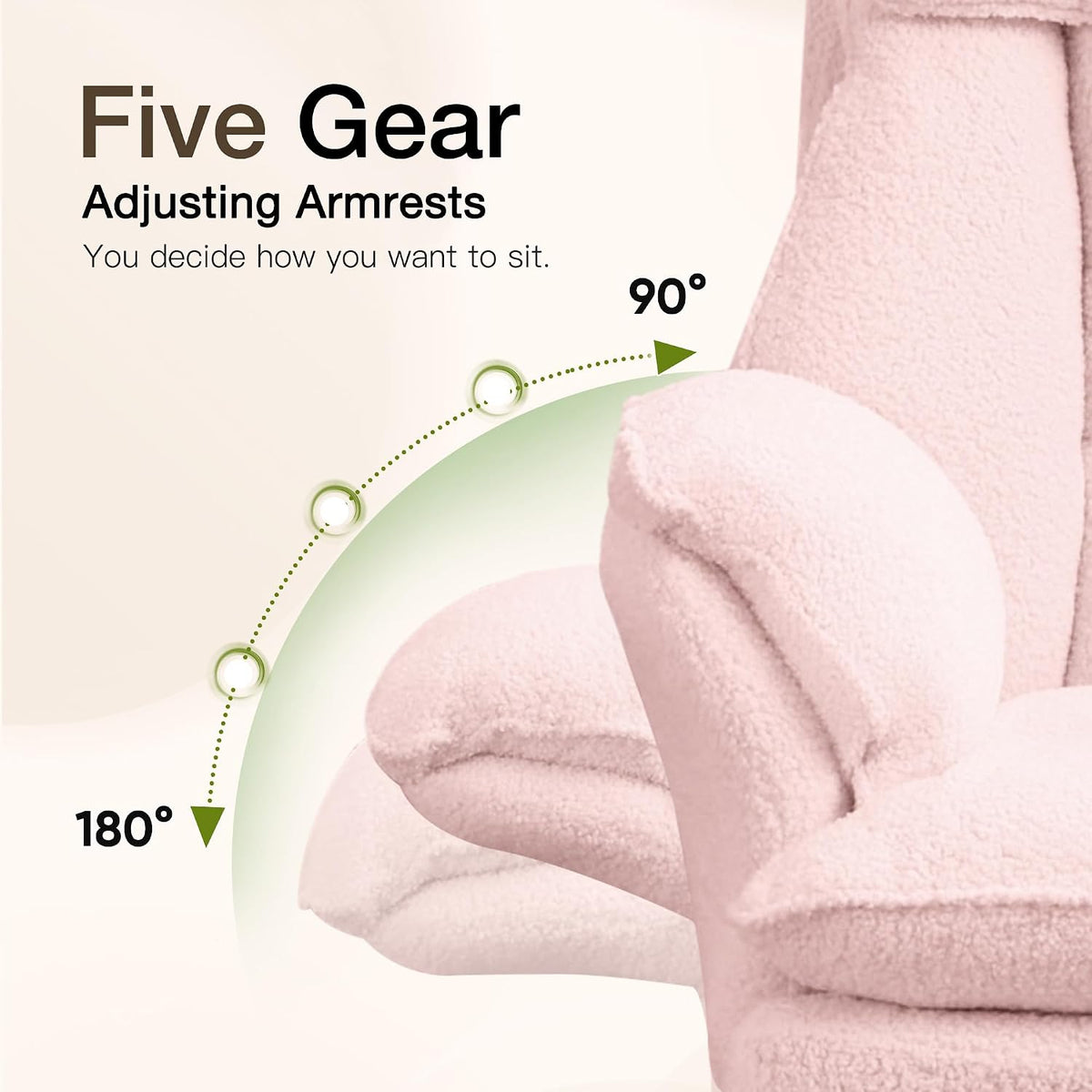 JOMEED Cloud Cross Legged Office Chair with Footrest,Flip Armrest,Pink