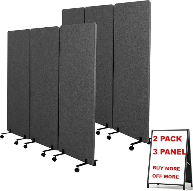 Soundproof Room Divider W/Wheels, 66in Office Dividers by YASRKML