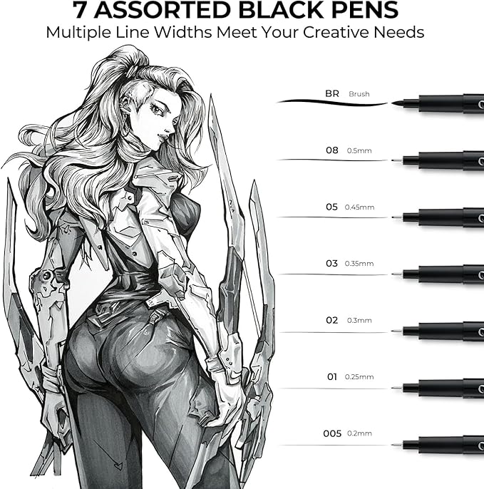 Ohuhu Colored Fineliner Drawing Pens: 18 Packs Fineliners 11 Colored Pens & 7 - Image 3