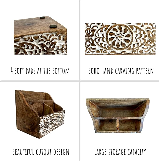 Wooden Office Desk Organizer Countertop, Farmhouse Stationary Aesthetic - Image 7