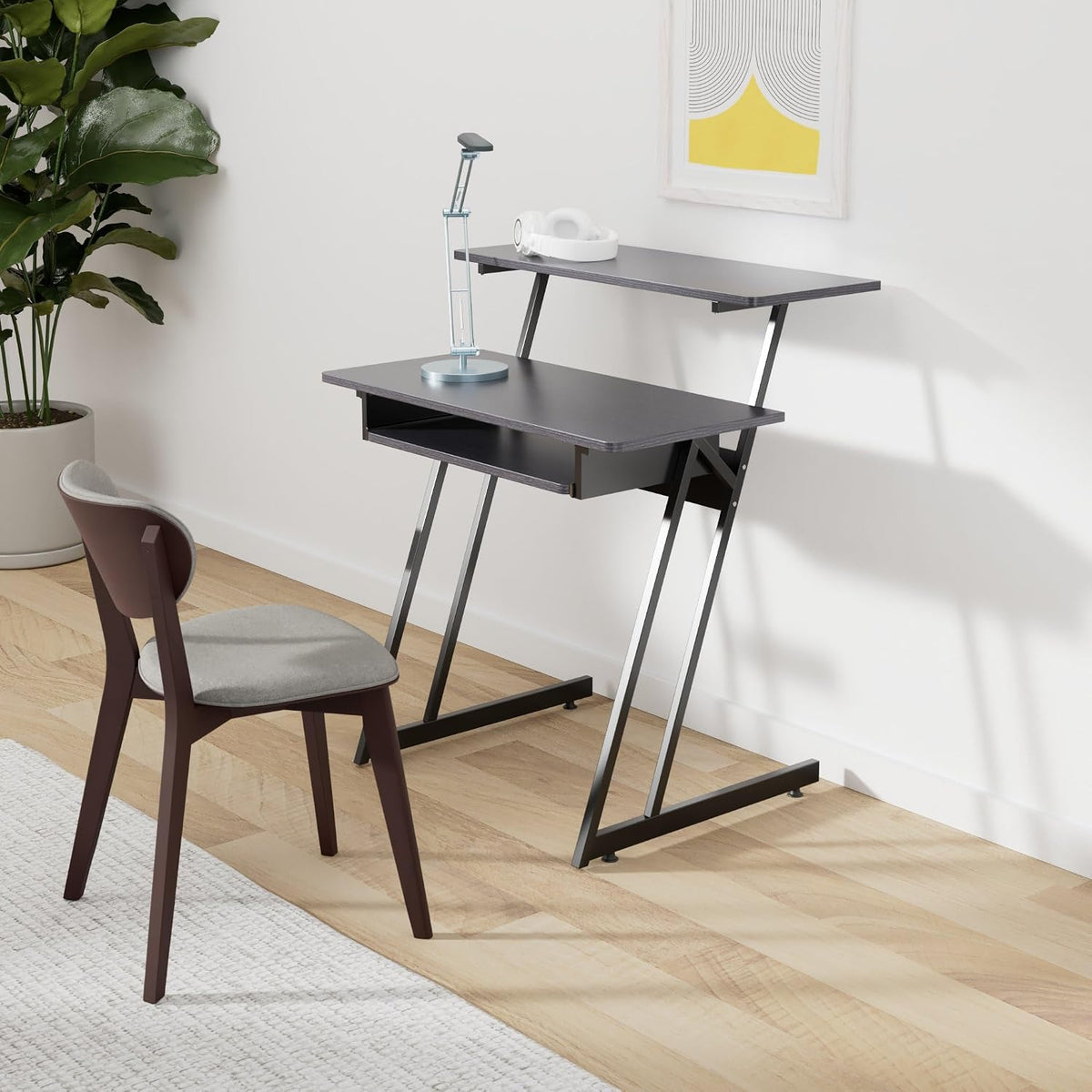 Monoprice Recording Studio Desk - with Raised Platform and Keyboard Tray, Bla...