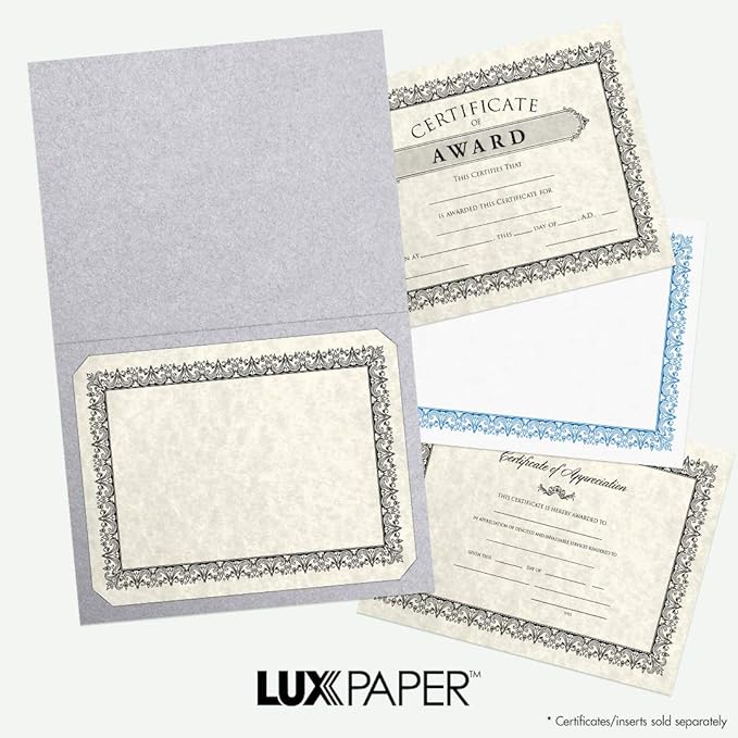 LUXPaper 9.5" x 12" Certificate Holders | Silver Metallic | 105lb. Cover | 250 - Image 7