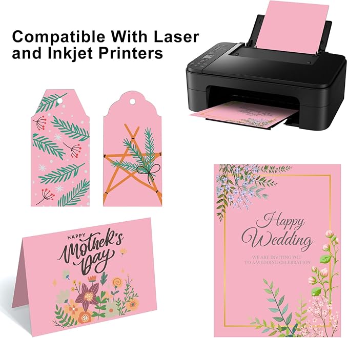 OcePor 100 Sheets Pinks Valentine's Day Cardstock Paper, Colored Printer Paper - Image 5