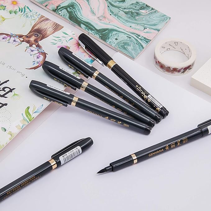 Rilanmit Hand Lettering Pens, Refillable Calligraphy Pens Brush Marker Pens Set - Image 5