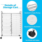 GOFLAME 15-Drawer Rolling Storage Cart, Craft Storage Cart - Image 5