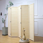 Furnnylane 5 Panel Room Divider and Folding Panel Screen, Bamboo Panel Divider - Image 4