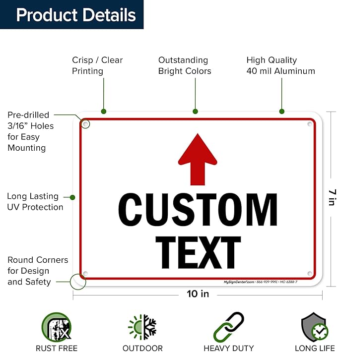 Custom Arrow, Custom Directional Sign, Up Arrow, 7x10 Inches, Rust Free .040 - Image 6
