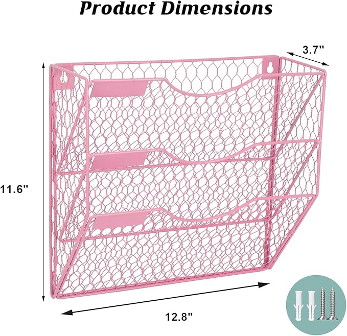 EASEPRES Mail Organizer Wall Mount Hanging File Holder Storage, Metal Chicken - Image 2