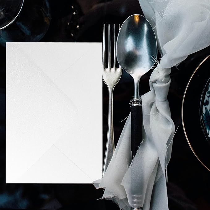 Shimmer Shiny White Envelopes 5.25 x 7.25 inches 100 PCS, Goefun A7 Euro V Flap - Image 6